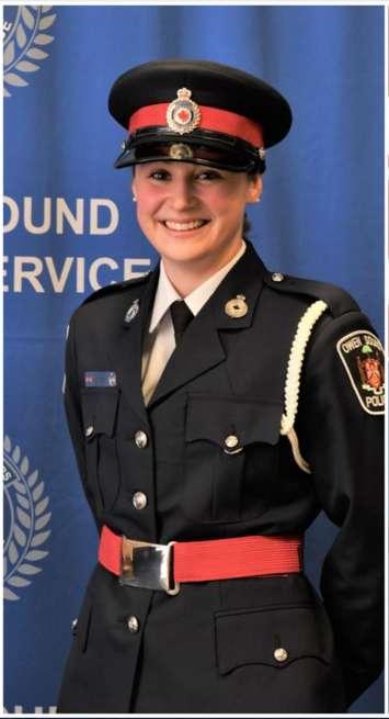 Constable Miranda Lantz, one of two new recruits, along with Cadet-in-Training Julie Wyville, who have joined the Owen Sound Police Service. May 7th, 2021 (Provided by Inspector Dave Bishop, Owen Sound Police Service)