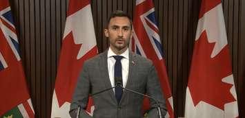 Ontario Education Minister Stephen Lecce. November 2020. (Screenshot of video by Ontario Parliament)