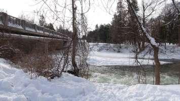 Saugeen River in Hanover, February 9, 2015 - one day after drowning death of Adam Brunt.
(Photo by Kirk Scott)
