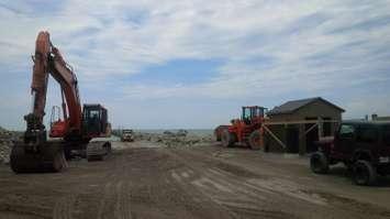 Construction getting prepped for the Goderich Harbour expansion. (Photo by Bob Montgomery)