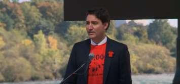 Prime Minister Justin Trudeau speaks at "Beyond the Orange Shirt" even in Niagara Falls. Blackburn News photo.