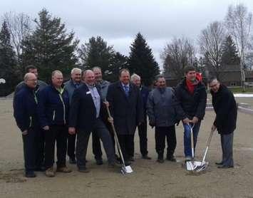 Official start of construction of new Howick Mutual Insurance building, east of Wingham, on Wednesday, February 21, 2018. (BlackburnNews.com photo)