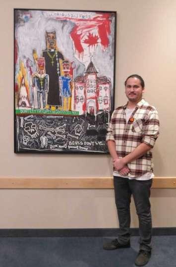 A painting by artist Brent Henry depicting the legacy of residential schools in Canada now hangs in The Town of Saugeen Shores Council Chambers.