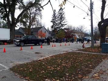 A film crew setting up to film the movie Trigger Point in  Bayfield, directed by Bayfield native Brad Turner. October 26th, 2020 (Photo by Bob Montgomery)