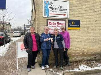 Kincardine Clothes Hamper volunteers: Carol Picot, Laura Kelly, Mary Hall and Nina Becker. Photo supplied by the Kincardine and Community Healthcare Foundation Facebook Page. 