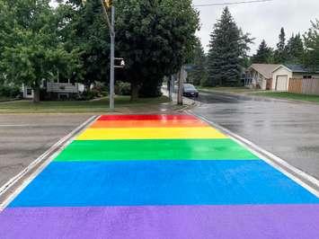 The Rainbow Crosswalk on Gustavus Street in Port Elgin. Photo courtesy of Saugeen Shores.