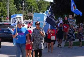 Owen Sound protest Tuesday, August 13th in front of MPP Bill Walker's office. (photo by Kirk Scott)