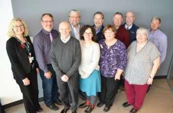 The new board of health for the new Huron Perth Public Health met for the first time on January 2nd. Back row, from left: Dr. Miriam Klassen (Medical Officer of Health), Paul Robinson,
Todd Kasenburg, Jim Ferguson, Bernie MacLellan, Myles Murdock, Bob Wilhelm.
Front row, from left: Dave Jewitt, Kathy Vassilakos, Marg Luna, Bonnie Henderson. Photo courtesy of Huron Perth Public Health.