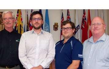Mount Forest District Chamber of Commerce 2017-18 Executive: (L-R) Past President David Ford, President David Sharpe, Treasurer Drew Nelson and Director Shawn McLeod.   Absent Directors Maija McCahery and Pam Carson. (Campbell Cork photo)