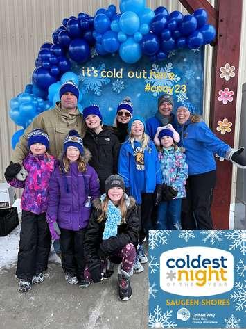 A group that came out to support the annual Coldest Night of the Year event in Saugeen Shores. February 2023. Photo supplied by United Way Bruce Grey.