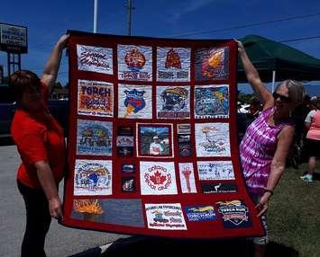 Huron County Law Enforcement Torch Run Tuesday, June 12, 2018. (Bob Montgomery photo of commemorative quilt)