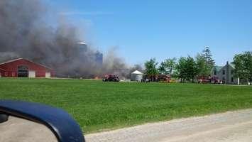 Barn fire in Perth East, north of Millbank on Wednesday, June 3, 2015. (Submitted photo)