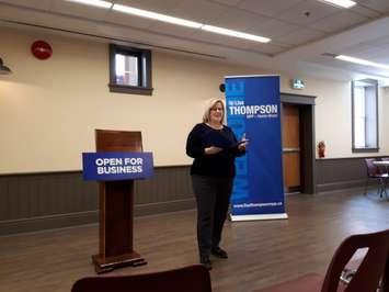 Huron-Bruce MPP Lisa Thompson in Blyth to announce funding to help support several economic initiatives in Huron and Bruce. (Picture by Bob Montgomery)