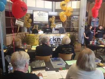 Volunteers ready for the call during the 15th Annual CKNX Health Care Heroes Radiothon. (Photo by Steve Sabourin)