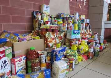 Food donations collected for the Food Bank. (Photo by Miranda Chant, Blackburn News)