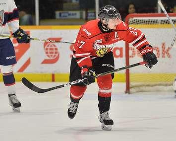 Aidan Dudas of the Owen Sound Attack. Photo by Terry Wilson / OHL Images.