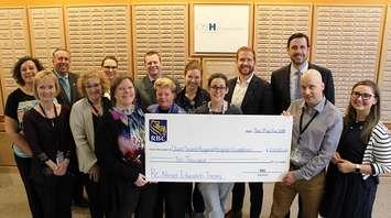 Representatives from RBC present a $10,000 donation to Grey Bruce Health Services representatives. (photo submitted) 