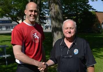 Huron-Bruce MP Ben Lobb [left] with Kincardine Scottish Festival and
Highland Games chair Tony Doherty.