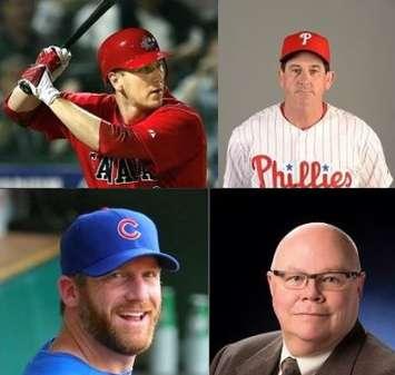 Clockwise from the upper left: Jason Bay, Rob Thomson, Gord Ash, and Ryan Dempster. Photos supplied by the Canadian Baseball Hall of Fame. 