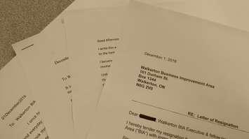 Letters of resignation from all 8 members of the Walkerton B.I.A. dated December 1st, 2016. (Blackburnnews.com File Photo © 2016).