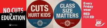 Rally logos from the Ontario Secondary School Teachers Federation (Provided by OSSTF)
