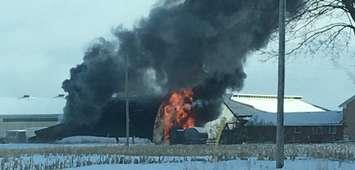 A fire on a farm property near Greenock on Hwy. 9 on February 10, 2020. (Submitted photo)