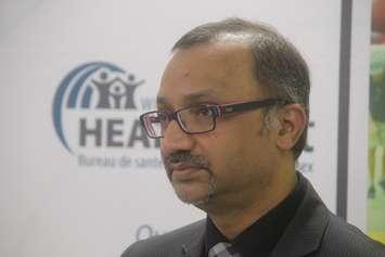Dr. Wajid Ahmed, medical officer of health for the Windsor-Essex County Health Unit, speaks with reporters on March 12, 2020. Photo by Mark Brown/Blackburn News.