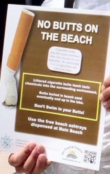 No Butts on the Beach poster. Photo by Bob Montgomery.