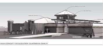 The original conceptual drawing of The Beach House, planned for the foot of Green Street at the Port Elgin beach.  