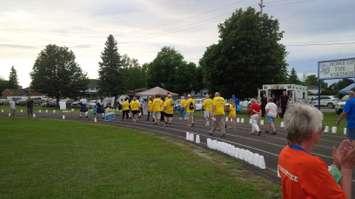 Runners on the track at the 2017 Goderich Relay For Life. June 16th, 2017. (Photo by Bob Montgomery)