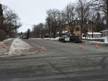 Main St. Listowel closed at Victoria Ave. for a police investigation. (Photo by Ryan Drury)
