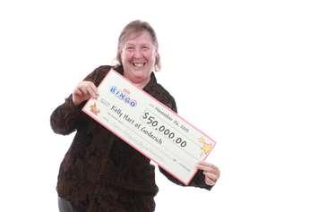 Kelly Hart of Goderich wins on Instant BINGO. (Photo submitted by OLG)
