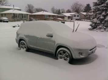 Snow on vehicle. BlackburnNews.com file photo. (Photo by Melanie Irwin)