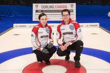 Katie and Shawn Cottrill, moments after winning the 2018 Ontario Mixed Doubles Curling Championship (Photo submitted by Mike Cottrill)