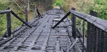 Burned Trestle Bridge west of Paisley. Photo provided by OPP. 