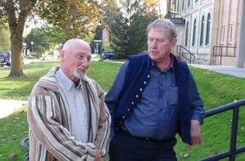 John Schnurr (L) and Michael Schmidt outside Walkerton courthouse. (photo by Kirk Scott)  