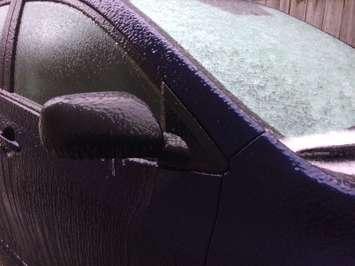 Freezing rain coats a car. (BlackburnNews.com file photo)
