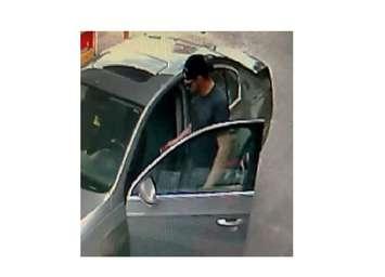 Security camera image of driver of Volkswagen Passat, wanted for questioning by OPP. (photo supplied by Huron County OPP)