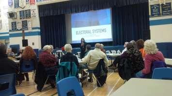 Dr. Laura Stephenson – Associate Professor at University of Western Ontario, talks to Goderich residents about different options regarding electoral reform. The event was at Goderich Town Hall, October 26th, 2016.