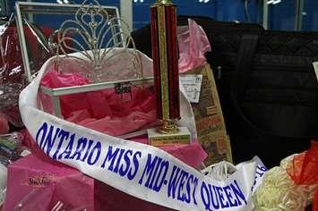 The Ontario Miss Midwest pageant crown and banner.