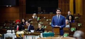 Prime Minister Justin Trudeau during a Parliament sitting on April 11, 2020. (Photo via Justin Trudeau Twitter)