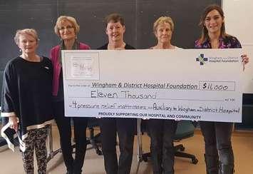 Members of the Wingham and District Hospital Auxilary make a cheque presentation to the Hospital Foundation. (photo submitted)