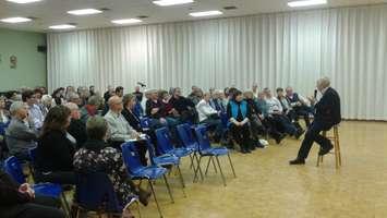 Lloyd Robertson moderates DGR discussion earlier this month in Kincardine. (BlackburnNews.com photo)