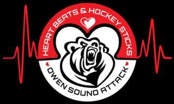Owen Sound Attack Heart Beats & Hockey Sticks jersey logo. Courtesy of the Owen Sound Attack