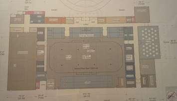 Drawing of ground floor of proposed new Bayfield Complex. (photo by Bob Montgomery) 