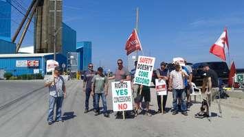 Striking workers at the Sifto Salt Mine in Goderich (Photo courtesy of Adam Bell)