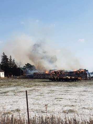 Barn fire December 11, 2019 near Amulree via OPP on Twitter.