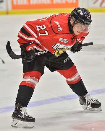 Aidan Dudas of the Owen Sound Attack. Photo by Terry Wilson / OHL Images.
