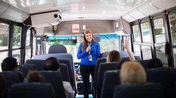 A look inside one of the buses that bring thousands of visitors on the Bruce Power Bus Tour. (Photo provided by Steve McAllister-Communications Specialist, Corporate Affairs, Bruce Power)