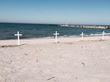 Memorial Crosses at Kincardine's Station Beach